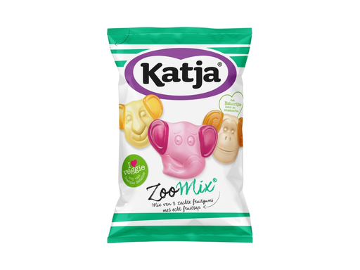 [TIM-37050] Snoep Katja Zoo Mix mix van 3 zachte fruitgums met echt fruitsap zak 255g