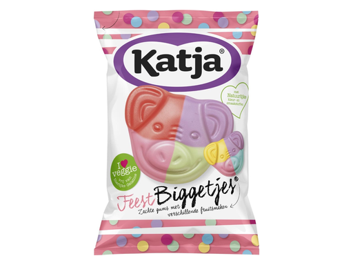 [TIM-37127] Snoep Katja Feest Biggetjes zachte gums met ≠ fruitsmaken zak 250g