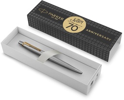 [TIM-2205611] Balpen Parker Jotter special edition 70th Anniversary stainless steel CT blauwe inkt medium punt 1mm in giftbox gouden detail