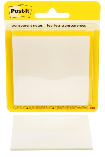 [TIM-600TRSP] Memoblok Post-It Transparent Notes 73x73mm 36vel transparant