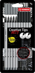 [TIM-8910120] Viltstift Stabilo Creative Tips ARTY geassorteerde punten grijs of zwart (10)