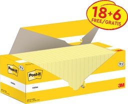 [TIM-655CYVP] Memoblok Post-it Notes 76x127mm 100vel geel 18+6gratis (24)