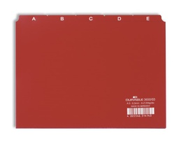 [DUR-365003] Tabkaarten Durable PP A5 indeling 5/5 A-Z bedrukte tabs rood