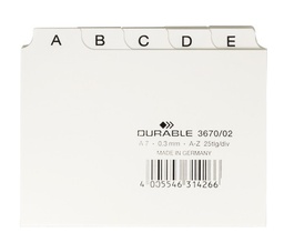 [DUR-367002] Tabkaarten Durable PP A7 indeling 5/5 A-Z bedrukte tabs wit