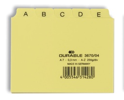 [DUR-367004] Tabkaarten Durable PP A7 indeling 5/5 A-Z bedrukte tabs geel