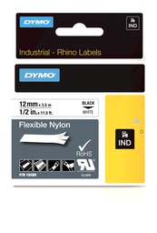 [DYM-S0718100] Dymo Rhino tape flex nylon 12mmx3,5m zwart/wit (18758-18488)