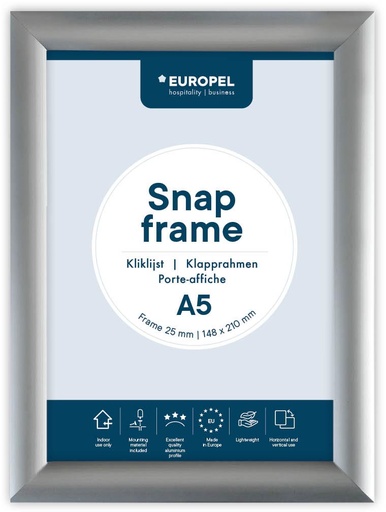 [TIM-355014] Kliklijst Europel A5 rand 25mm zilver