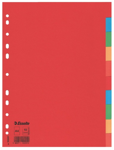[ESS-100201] Tabbladen Esselte gerecycled karton A4 160g 10 tabs 11-gaats assorti