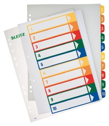 [ESS-12930000] Tabbladen Leitz PP A4 maxi 1-10 11-gaats assorti (100213)