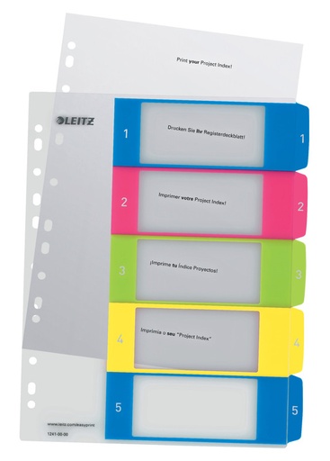 [ESS-12410000] Tabbladen Leitz WOW PP A4 maxi 1-5 11-gaats assorti (1241000)