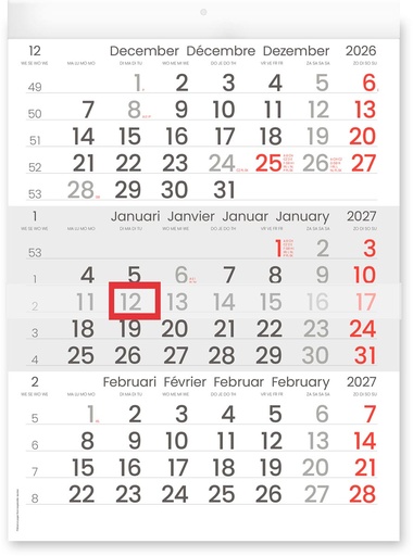 [AGE-330230] Driemaandskalender Compact 2027 