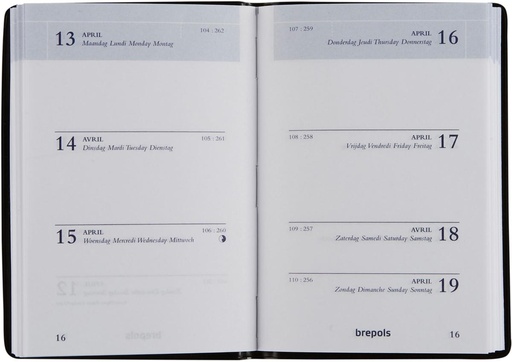 [AGE-2120046] Zakagenda Brepols Armada Seta 71x102mm viertalig bordeaux 2026 1 week/2 pagina's