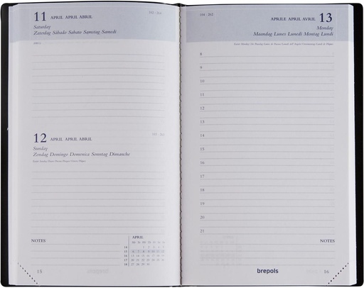 [AGE-AG21266] Agenda Brepols Breform Seta 100x165mm zestalig blauw 2026 1 dag/pagina