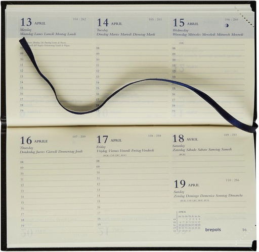 [AGE-1255066] Zakagenda Brepols Breprint Lima 81x166mm zestalig blauw 2025-2026 1 week/2 pagina's