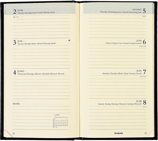[AGE-2550660] Zakagenda Brepols Interplan Lima 90x160mm zestalig blauw 2026 1 week/2 pagina's