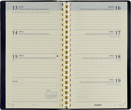 [AGE-7362121] Zakagenda Brepols Interplan Seta 89x160mm zestalig bordeaux 2026 1 week/2 pagina's