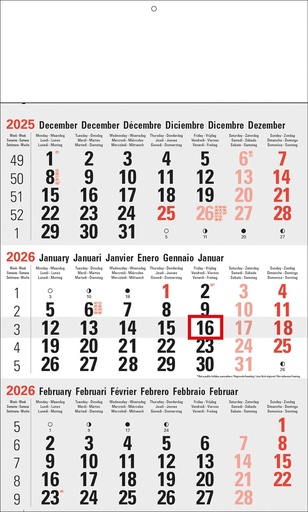 [AGE-730906] Driemaandskalender White Box Classic 300x400mm zestalig grijs 2026