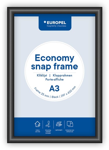 [TIM-355094] Kliklijst Europel Economy A3 rand 25mm zwart