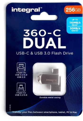 [TIM-8450370] USB-stick Integral 360-C Dual USB-C & USB 3.0 256GB