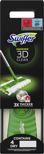 [TIM-4040843] Vloerreiniger starterkit Swiffer 3D Clean met 4 droge en 2 vochtige stofdoekjes