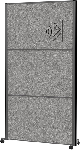 [TIM-9601189] Akoestische scheidingswand MAULconnecto 180x100cm 3 panelen donkergrijs en frame antraciet met wielen mobiel