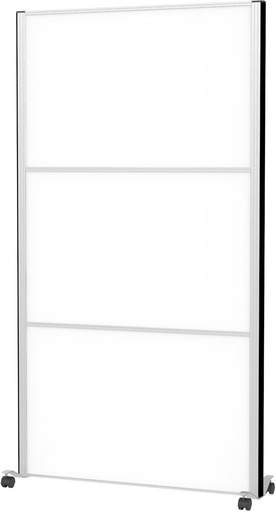 [TIM-9621195] Scheidingswand MAULconnecto 180x100cm 3 panelen whiteboard en frame zilver met wielen mobiel