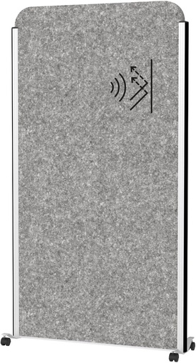 [TIM-9701195] Akoestische scheidingswand MAULcocoon 180x100cm donkergrijs en frame zilver met wielen mobiel