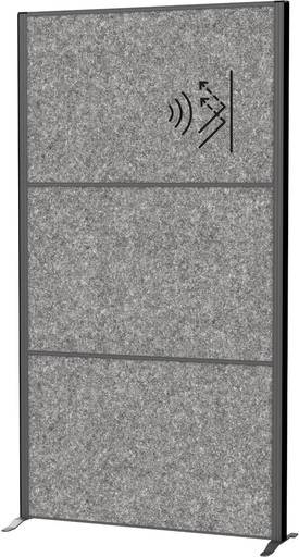 [TIM-9661089] Akoestische scheidingswand MAULconnecto Uplight 180x100cm 3 panelen donkergrijs en frame antraciet met voet met LED-module