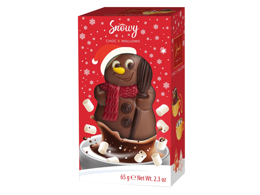 [TIM-090004] Chocolade Hamlet sneeuwman met mallows voor chocolademelk doos 65g