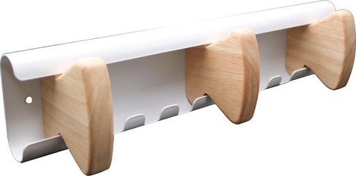 [TIM-4177884] Muurkapstok Unilux Aurora staal en hout beuk 3 haken wit