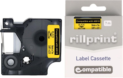 [CTE-C40918] Compatibele tape voor Dymo S0720730/40918 9mmx7m zwart op geel 