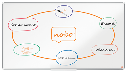 [ACCO-1915368] Whiteboard Nobo Premium Plus widescreen emaille 155x87cm (70") magnetisch