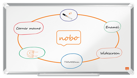 [ACCO-1915365] Whiteboard Nobo Premium Plus widescreen emaille 71x40cm (32") magnetisch