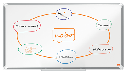 [ACCO-1915366] Whiteboard Nobo Premium Plus widescreen emaille 89x50cm (40") magnetisch