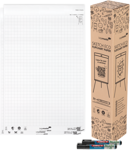 [LM-157625] Papierblok voor flipchart Legamaster Sketch Eco 50vel geruit 25mm (2)