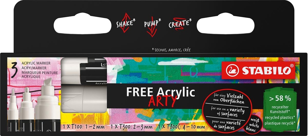 Acrylmarker Stabilo Free ≠ formaten wit (3)