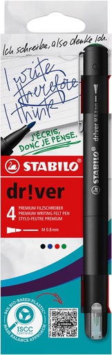 [TIM-1089401] Fineliner Stabilo dr!ver medium punt 0,8mm assorti (4)