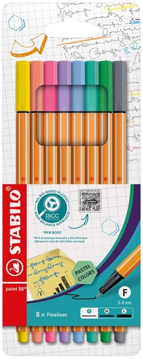 [TIM-88801] Fineliner Stabilo point 88 0,4mm pastel assorti (8)