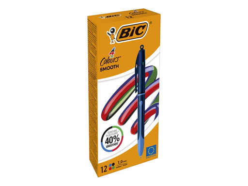 [TIM-524095] Balpen BIC 4 Colours Smooth Drop medium punt blauw