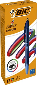 [TIM-524095] Balpen BIC 4 Colours Smooth Drop medium punt blauw