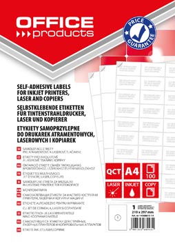 [TIM-4068615] Etiketten Office Products 01 etik/bl 210x297mm wit rechte hoeken (100)