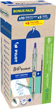 [TIM-451631] Balpen Pilot Ecoball B2P BeGreen Large 10 balpennen + 10 vullingen blauw