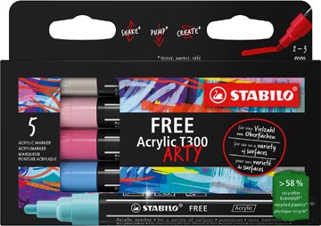 Acrylmarker Stabilo Free T300 Candy ronde punt 2-3mm assorti (5)