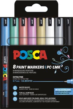 [TIM-PC1MR8M] Paintmarker Uni Posca PC-1MR fijne punt 0,7mm assorti metallic kleuren (8)