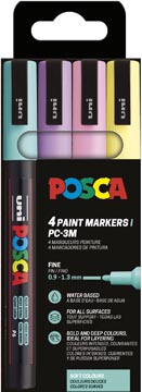 [TIM-PC3M4Z] Paintmarker Uni Posca PC-3M ronde punt 1,5mm assorti zachte kleuren (4)