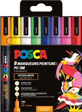 [TIM-PC3M8PO] Paintmarker Uni Posca PC-3M ronde punt 1,5mm assorti Pop kleuren (8)