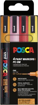 [TIM-PC3ML4A] Paintmarker Uni Posca PC-3M ronde punt 1,5mm glitter oranje roze rood geel (4)