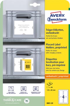 [TIM-80015] Positioneeretiket Avery 04 etik/bl 120x80mm voorbedrukt wit 20bl/d (80)