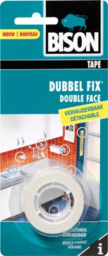 [TIM-6302408] Dubbelzijdige plakband Bison 19mmx1,5m voor binnen verwijderbaar transparant