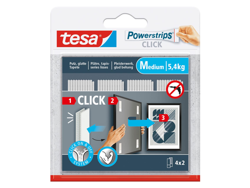 [TIM-7772100] Kleefstrip Tesa Powerstrips Click medium draagkracht 1kg (2x4)